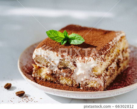 Tiramisu cake with mint 66302812