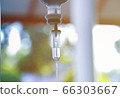 Saline iv bag intravenous drip hospital room,Medical Concept,treatment and injection vitamin natural drug infusion care chemotherapy concept.green light background hospital,Selective focus 66303667