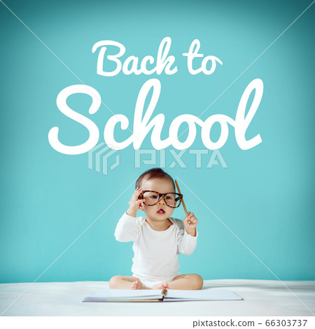 Little baby and blackboard with "back to school" Little baby and blackboard with "back to school" 66303737