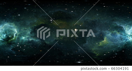 360 degree space background with nebula and stars 66304191