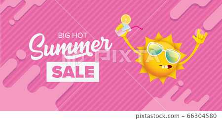 summer sale horizontal web banner or vector label with summer happy sun character wearing sunglasses and holding cocktail isolated on pink horizontal background summer sale horizontal web banner or vector label with summer happy sun character wearing sunglasses and holding cocktail isolated on pink horizontal background 66304580