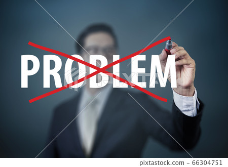 Businessman hand cross the word "Problem" with red 66304751