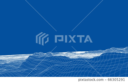 Abstract 3d wire-frame landscape. Blueprint style - Stock Illustration ...