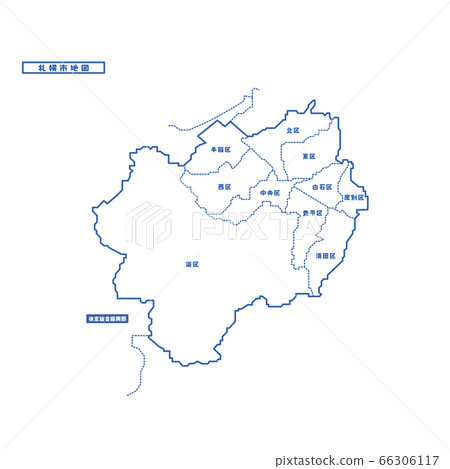 Sapporo City Map Simple White Map Municipalities 66306117