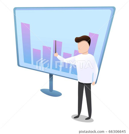 Man show graph chart icon, cartoon style - Stock Illustration [66306645 ...