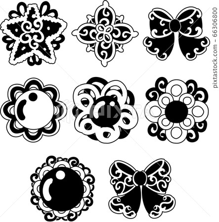 可愛而時尚的圖標,例如絲帶和胸針。 可愛而時尚的圖標,例如絲帶和胸針。 66306800