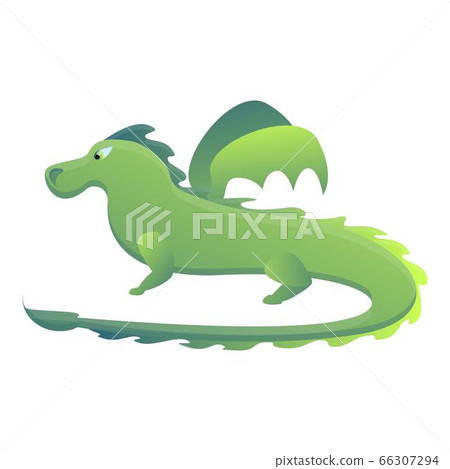 Green dragon icon, cartoon style 66307294