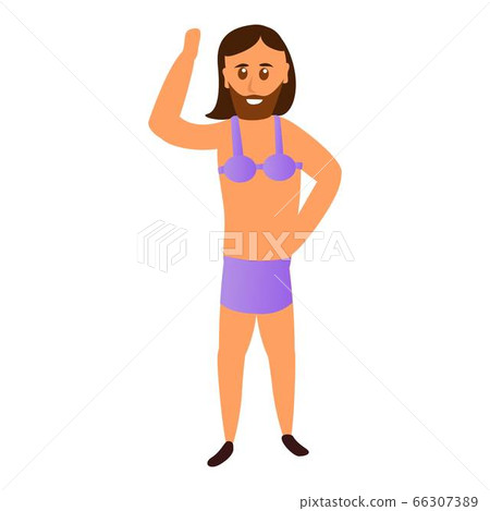 Transgender man in bra icon, cartoon style Transgender man in bra icon, cartoon style 66307389