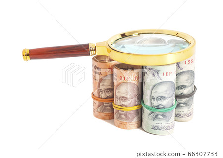 Rolls of Indian Currency Rupee Notes with Rolls of Indian Currency Rupee Notes with 66307733