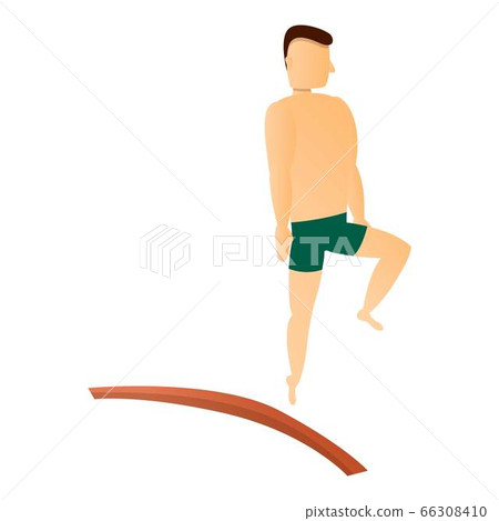 Diving board man one leg icon, cartoon style Diving board man one leg icon, cartoon style 66308410