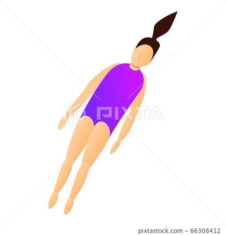 Girl fly in pool icon, cartoon style - Stock Illustration [66308412 ...