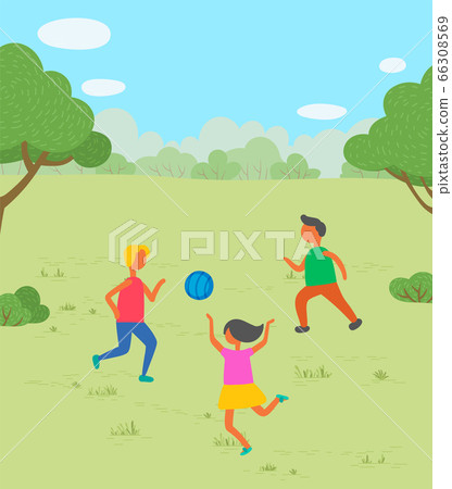 Children Playing with Ball in Park Vector Image Children Playing with Ball in Park Vector Image 66308569
