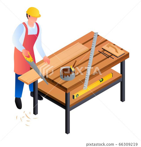 Carpenter worker icon, isometric style 66309219