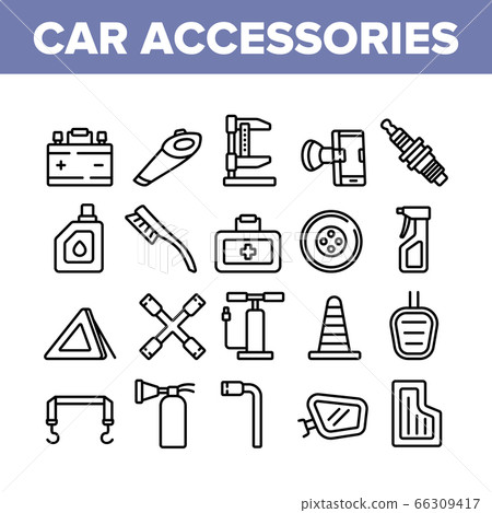 Car Accessories Tool Collection Icons Set Vector - Stock Illustration ...