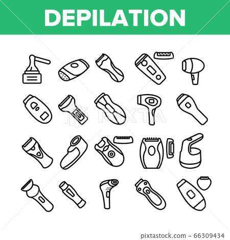 Depilation Equipment Collection Icons Set Vector 66309434