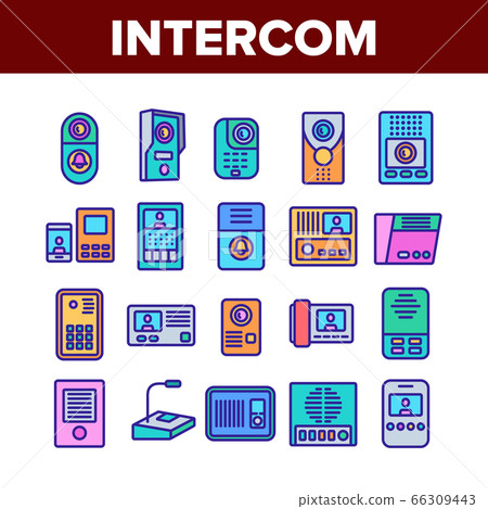 Intercom Communication Collection Icons Set Vector 66309443