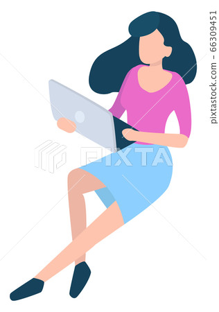 Office Worker, Woman with Laptop, Isolated Girl Office Worker, Woman with Laptop, Isolated Girl 66309451
