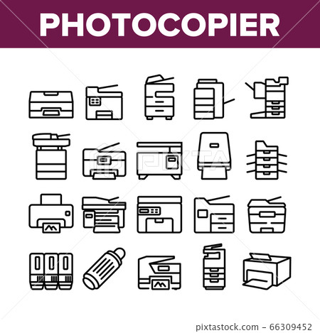 Photocopier Device Collection Icons Set Vector 66309452