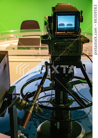 TV studio with professional camera aiming at empty TV studio with professional camera aiming at empty 66309563