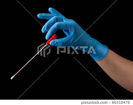 Doctor's hand in medical gloves holding test tube with coronavirus COVID-19 Doctor's hand in medical gloves holding test tube with coronavirus COVID-19 66310478