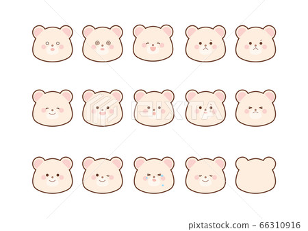 Polar bear facial expression variation illustration set with lines Polar bear facial expression variation illustration set with lines 66310916