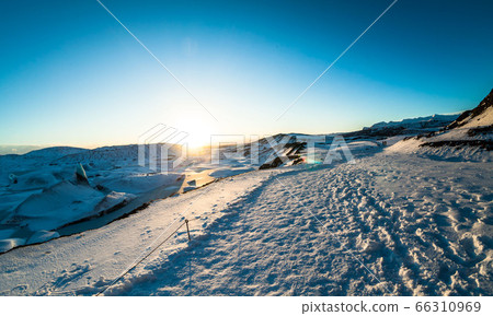 Svinafellsjokull glacier view during winter snow in Iceland Svinafellsjokull glacier view during winter snow in Iceland 66310969