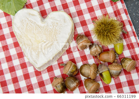 Neufchatel cheese on a red and white towel Neufchatel cheese on a red and white towel 66311199