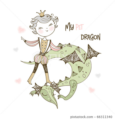 A fairy Prince and a dragon. Vector 66311340
