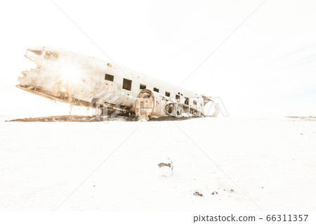 Solheimasandur the plane wreck view during winter snow Solheimasandur the plane wreck view during winter snow 66311357
