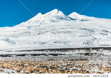 Borgarnes view during winter near the shore of Borgarfjordur, Iceland 66311629