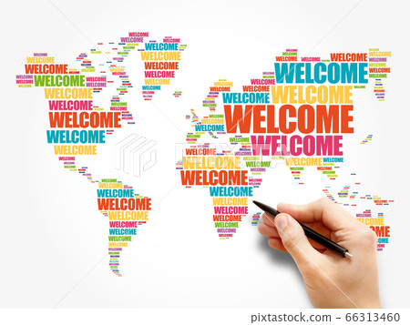 WELCOME World Map in Typography word cloud 66313460