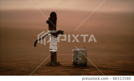old rusted metal well in desert 66313580