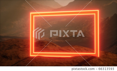 Neon Portal on Mars Planet Surface With Dust Neon Portal on Mars Planet Surface With Dust 66313593