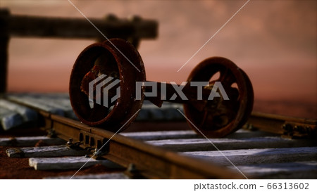 Abandoned railway tracks in the desert Abandoned railway tracks in the desert 66313602