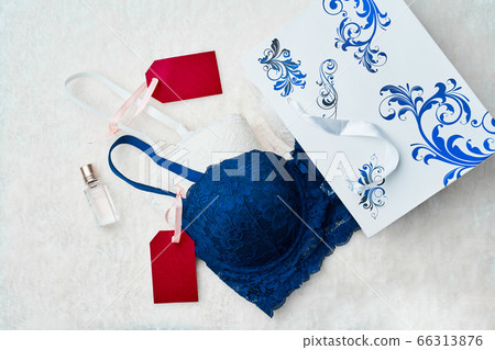 Variety of female bra in underwear store. 66313876