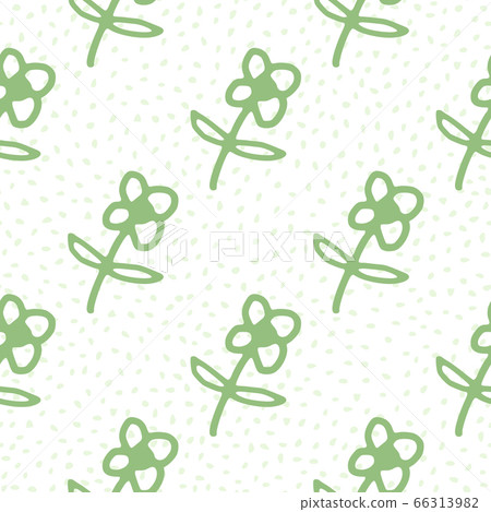Seamless pattern with cute flowers on dots - Stock Illustration ...