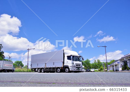 Image of logistics Trucks resting at parking Image of logistics Trucks resting at parking 66315433