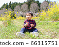 Infant boys playing in the rape field 66315751