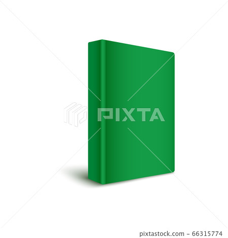 Book blank hard cover standing vertically in green color 3d realistic vector mockup illustration. Book blank hard cover standing vertically in green color 3d realistic vector mockup illustration. 66315774