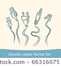 doodle cable set isolated on white background. Vector 66316075