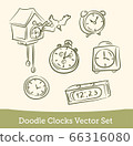 doodle clock set isolated on white background. Vector 66316080