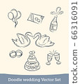 doodle wedding set isolated on white background. Vector 66316091