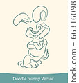 doodle bunny standing isolated on white background. Vector 66316098