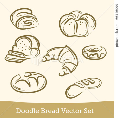 doodle bread set isolated on white background. Vector 66316099