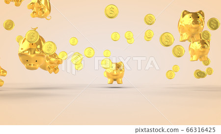 Concept of financial success, pig - piggy bank. 3D Concept of financial success, pig - piggy bank. 3D 66316425
