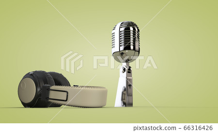 Studio audio headphones and microphone. 3D Studio audio headphones and microphone. 3D 66316426