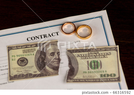 Man signing marriage contract, closeup Man signing marriage contract, closeup 66316592