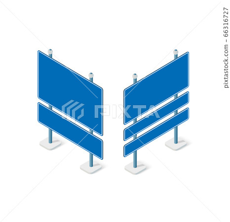 Road signs isometric set street object for highway information traffic direction transportation. 66316727
