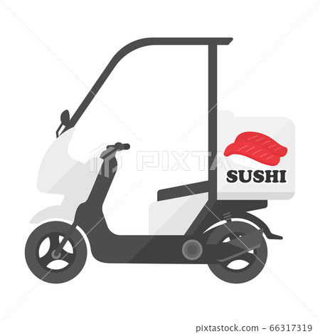 Illustration of a motorcycle for sushi delivery service 66317319