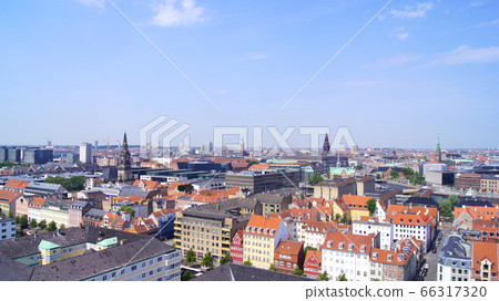 COPENHAGEN, DENMARK - JUL 06th, 2015: Skyline of Copenhagen from Vor Frelsers Kirke Church of Our Saviour 66317320